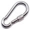 Stainless steel carabiner snap spring hook with lock nut A4 316 marine grade hiking fishing camping keychain eye (10, 4mm x 40mm)