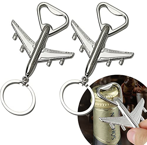 BSITSSS 2 Pack Biere Decapsuleur, Forme de l'Avion Ouvre Bouteille, Decapsuleur Biere rigolo Décapsuleur Decapsuleur Porte Clef tire bouchon Idée Cadeau pour Homme Rigolo Cadeaux Hommes Cadeau Papa