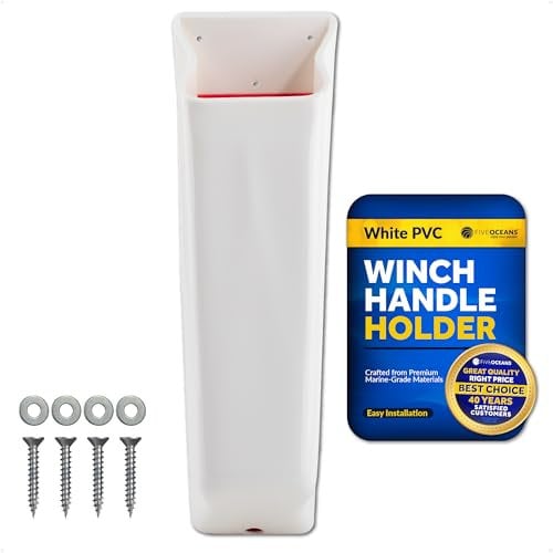 Five Oceans Winch Handle Holder, UV-Stabilized and Non-Corrosion White PVC, Self-Draining System, 11-1/2 Long - FO4687