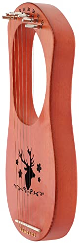 Supvox Musikinstrumente Für Erwachsene Musikinstrument Hölzerne Leierharfe 7-Saitiges Holzleier-Harfenholzinstrument Für Anfänger Profis 1 Satz Handleier Hand Musikinstrumente