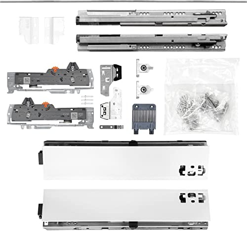 BLUM Schubladenschienen TANDEM SET; Zargenhöhe 83mm, mit TIP-ON BLUMOTION Einheit, 20kg, NL270mm, Seidenweiß, bis max. KB1400mm