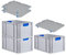 PROREGAL SuperSparSet 3x Eurobox NextGen Color mit Auflagedeckel & Schiebeschnappverschlüsse, HxBxT 32x40x60cm, 65L, Griffe blau geschlossen, Verstärkter Boden, Eurobehälter Transportbox