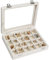 Vicoter Schmuckkästchen aus Samt, 24 Fächer, für Schmuck, Ringe, Organizer, Box, Tablett, Halter, Ohrringe, Aufbewahrungsbox für Mädchen, Ehefrau, Mutter, Frauen (Beige)