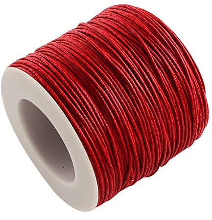 100 Yards Waxed Cotton Cord Thread 1mm Wax-Coated Beading String Rope for Necklace Bracelet Braided Jewelry Making Leather Sewing Macrame Vase Decor