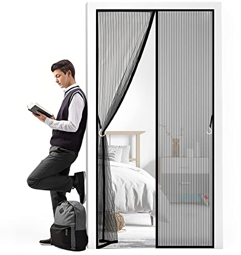 Fliegengitter Fenster Insektenschutz, 275 x 235 cm Magnet ohne Bohren Moskitonetz Dachfenster Fliegenschutzgitter für Innen Außen Praktischer Magnetverschluss(Schwarz)