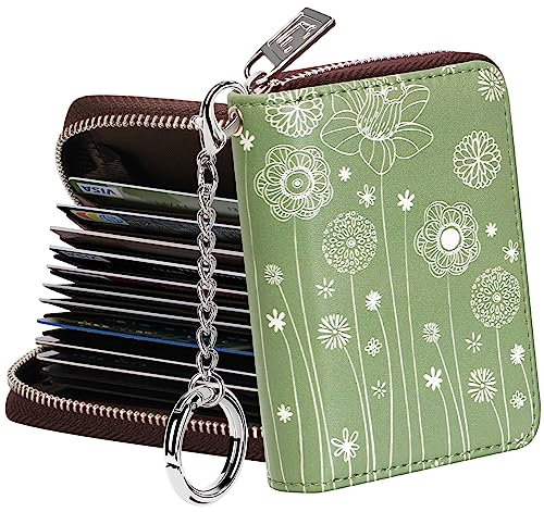 FurArt Portafoglio per carte di credito, porta carte con cerniera, da donna, blocco RFID, portafoglio portachiavi, dimensioni compatte, Dente di leone , Small, classico