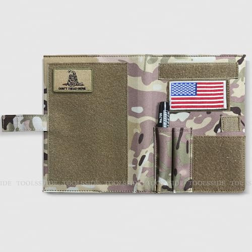 TOOLSSIDE Taktische Notizbuchhülle – Armee Taktische Notizbuchhülle 14 x 21,3 cm – wasserdichte Nylon-Notizbuchhülle – wetterfester Stoffeinband (Notizbuch nicht im Lieferumfang enthalten)