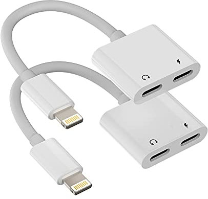 iPhone Headphone Adapter Dual Lightning Jack 2in1(2pack)Audio Charge Splitter Dongle AUX Cable Apple MFI Certified for 14 13 12 11 Pro Max Mini 7 8 plus X XS XR Ipad Music Earphone Charging Converter
