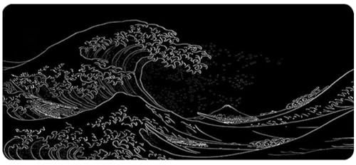 Lipfer Grand Anime De Souris Noire Pad Kanagawa Peinture Gros Jeu De Souris De Jeu Tapis De Souris Non GLIP