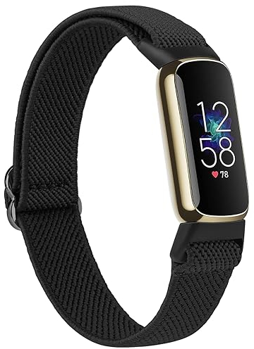 Vancle für Fitbit Luxe Armband Damen Herren,Nylon Verstellbares Weiches Sport Ersatzarmbänder für Fitbit Luxe(Schwarz)