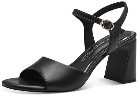 MARCO TOZZI Damen Sandalen mit Absatz mit Verstellbarem Riemen Vegan, Schwarz (Schwarz), 39 EU