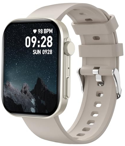 Bebinca Reloj Inteligente Hombre Mujer, 2,01 Smartwatch con Oxímetro (SpO2), Monitor de Sueño, Podómetro, IP68 Impermeable, 123 Modos Deportivos, Compatible con Android y iOS(Oro champán)