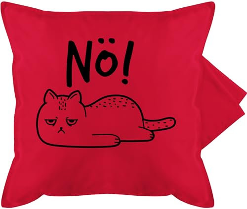 Shirtracer Kissenbezug - Kissen - Nö Katze I Lustiges Katzenmotiv I Geschenk Katzenbesitzer I Katzenfan - 50 x 50 cm - Rot - katzenkissen lustig mit sprüche Katzen cat kuschelkissen