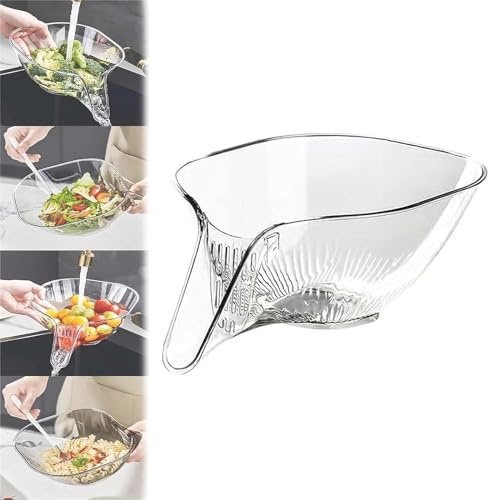 Aicoyiu MultiFunctional Drain Basket, Drain Basket Funnel for Kitchen Sink, Drainage Basket Drain Filter Vegetable Washing Basket Dry and Wet Separation Fruit Tray (1pc Transparent)