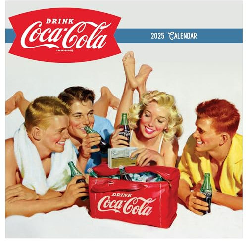 TF PUBLISHING 2025 Coca-Cola: Vintage Nostalgie Wandkalender | Große Raster für Termine und Terminplanung | Vertikaler Monats-Wandkalender 2025 | Premium mattes Papier | 30,5 x 30,5 cm