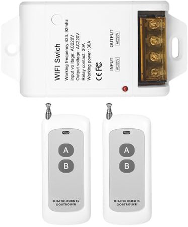 DEWIN Interruptor Inalambrico, Interruptor de Control Remoto Inalámbrico Interruptor Remoto para lámpara Motor Bomba Puerta Enrollable 30A CA 220V