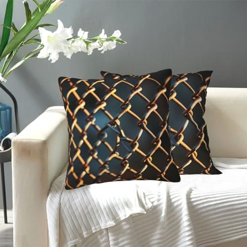 BTCOWZRV Chain Link Fence Printed Throw Pillow Covers Soft Cozy Pillowcases Modern Decorative Couch Pillow Case Square Cushion Covers Home Decor for Living Room Bed Sofa