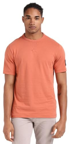 Calvin Klein Herren T-Shirt Kurzarm Regular Tee mit Logo-Badge, Orange (Aragon), XL