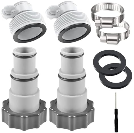 Xinlon 9 Piezas Adaptador de Manguera de Bomba, Adaptador Manguera Piscina 32-38mm, Adaptador Manguera Limpiafondos Piscina, Adaptador Manguera Piscina con Collar para Conexión Roscada