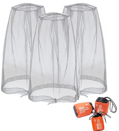 3 pièces Filet de Tête de Moustique, Head Net, Anti-Moustique Chapeau Masque, Respirant Chapeau Anti Moustique, Moustiquaire pour Visage, pour Camping Jungle Randonnée l'escalade Équipement Pêche
