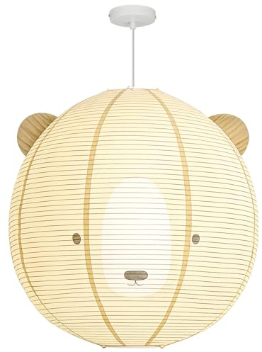 GUANSHAN 3D kreative Hängelampe aus Tierkunstpapier, handgefertigte Deckenlampe aus Fuchs und Braunbär aus Papier, Hängeleuchte, dekorative Kronleuchter-Hängeleuchte für Schlafzimmer, Wohnzimmer
