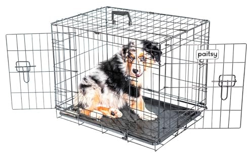 Paitsy FortressooS Hundekäfig, Transportbox für Hunde und Welpen, 60 x 43 x 49 cm, faltbar, 2 Türen, abnehmbare Platte, Verwendung im Innenbereich