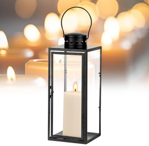 Outdoor Lantern, Weatherproof, Grave Lantern, Cemetery Weatherproof, Lantern Black Metal for Candles, Garden Lantern, Christmas Day Decoration