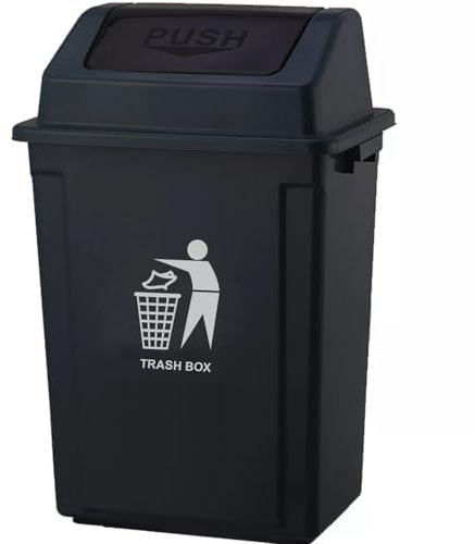 DUAS Large 30L-40L Recycling Swing Trash Can – Durable Plastic Waste Bin for Home, Kitchen, Office – 6 Color Options (Black, 40 Litres)