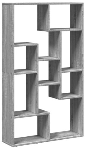 vidaXL Bücherregal, Standregal 9 Fächer, Raumteiler Regal für Wohnzimmer Schlafzimmer Büro, Aufbewahrungregal Aktenregal Büroregal, Grau Sonoma Holzwerkstoff