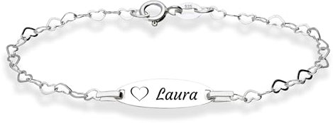 LaraZeidler Berlin Damen Armband personalisiert 925 Silber - Silberarmband mit Gravur - Herz - personalisierter Schmuck- Namensarmband-Wunschgravur