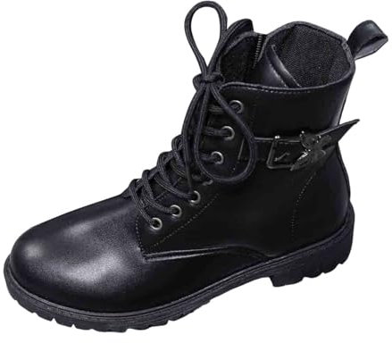 EJIMUQO Regalo Natale Colleghe Stivaletto Nero Donna Senza Tacco Stivali Lunghi Donna Bordeaux Pelle Stivali Alti Neri Con Risvolto Stivali Zeppa Interna Stivaletti Bambina 34 Goretex
