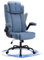 LIYURUI Bürostuhl Ergonomischer 150KG Belastbarkeit Chefsessel Stoff Flip-up Armlehnen/110° Schaukeln Chefsessel mit Hoher Rückenlehne und Breitem Sitz Schreibtischstuhl, Blau