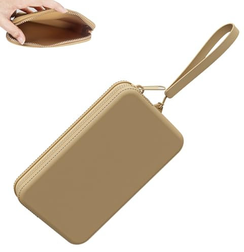 KASESSS Make Up Pinsel Tasche, Kosmetiktasche Silikon, Make Up Tasche mit Griff, Kosmetiktasche Klein Wasserdichtes, Schminktasche Tragbarer, Makeup Bag Multifunktionale, Travel Organizer für Reisen