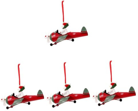 Cabilock 4 Stück Nordisches Weihnachtliches Flugzeugornament Aus Eisen Weihnachtsschmuck Aus Zinn Flugzeug Weihnachtsschmuck Weihnachtshubschrauber Hängt Weihnachtsbaumspitze Projektor