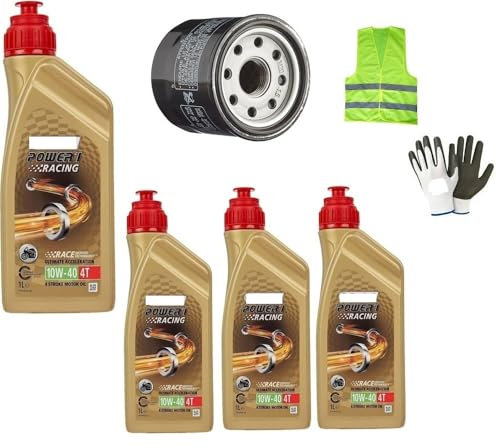 CLICK&GO Olio per Moto 4T 10W-40 POWER 1 RACING SINTETICO 4L + Filtro Olio Aftermarket per Yamaha TDM 850