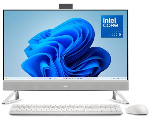 Dell 27 All-in-One Desktop ec27250-27-inch FHD (1920 x 1080) Display, Intel Core 5 Processor 120U, Intel Graphics, 16GB DDR5 RAM, 512GB SSD, Windows 11 Home, Onsite Service - White