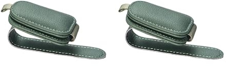 Yuoyar Sunglass Holder for Car, Magnetic Leather Sunglasses Holder and Ticket Card Clip, Car Visor Accessories, 2 Packs (Green)