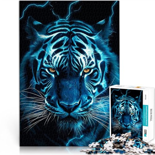 1000 Piece Jigsaw Puzzles for teenagers Jigsaw Blue Tiger Herausforderndes Spiel Geeignet für die Schreibtischdekoration38x26cm