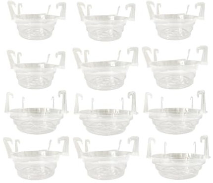 Ronyme 12 Pieces Hanging Flower Pot Trays with Hook Outdoor Heavy Duty Plants Pot Trays Hanging Basket Drip Pans (8/10/12inch)