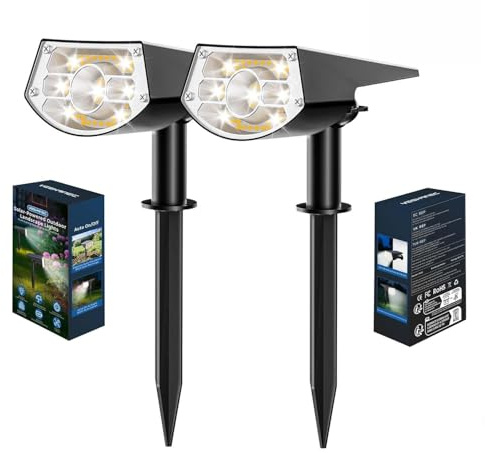 YEEHONEC Solarlampen für Außen 60 LED, IP65 wasserdicht, 2 Helligkeitsstufen, 10-20 Std. Laufzeit, für Wege, Terrasse, Einfahrt, Außenbeleuchtung