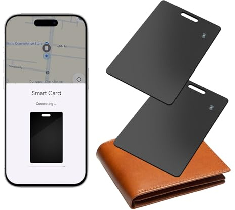 Wallet Tracker für Android, Geldbörsen Tracker Karte Thin 2mm, Kompatibel Google Mein Gerät Finden App (Nur Android),IP68 Wasserdicht,Kabelloses Aufladen, Tracker Karte für Koffer/Taschen,2 Stücke