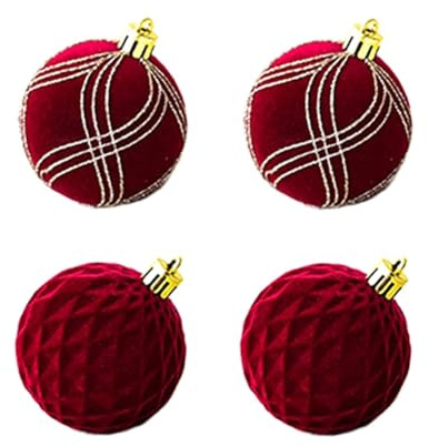 Flaroey Christmas Balls Ornaments Wine Red Flocking Christmas Tree Decoration New Year Christmas Spheres B