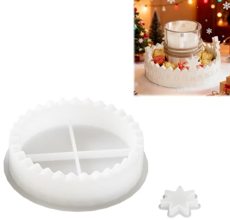 Omnikryp Silikonform Adventskalender, Sterne Silikonform Weihnachten, Gießformen Silikon Adventskranz mit Sternen, Kerzenständerform, Adventskalenderform, Formen für Kerzen, Seifen, Gips und Harz