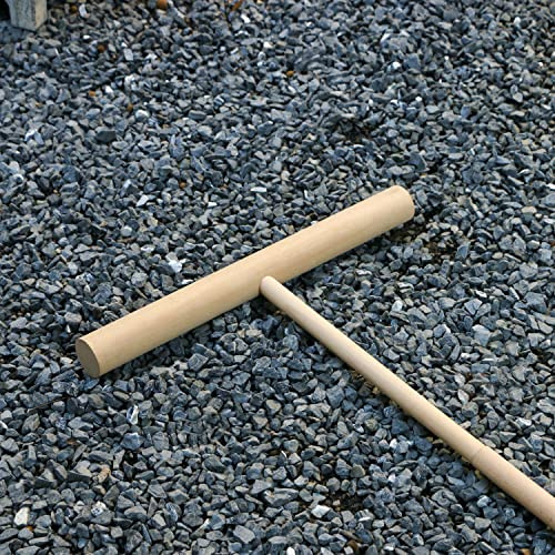 Großer Zen-Garten-Glätter – für den Außenbereich, großer T-förmiger japanischer Gartenrechen, 121,9 cm, L-Griff, Felsen, Sand, Kies, Garten, Zen-Muster, Radiergummi, Werkzeug, Meditation, Holz, volle