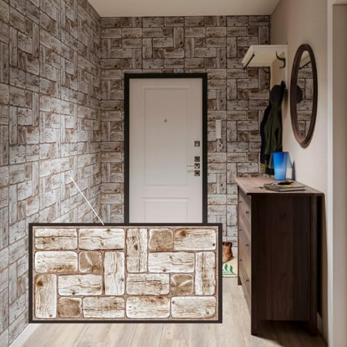 Panneaux Muraux 3D PVC | Effet Bois, White Wooden - 5 Panneaux - 2.5 m² | Pour Salon, Cuisine & Salle de Bain | Installation DIY Facile