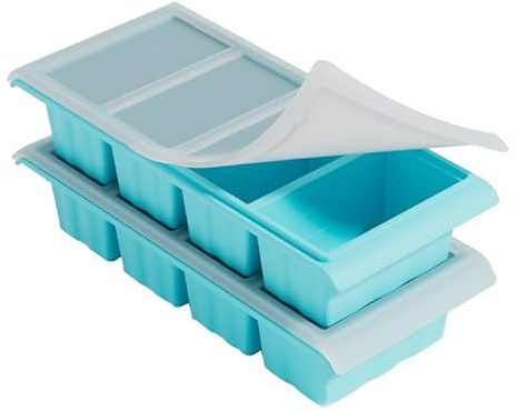 2 Pack Silicone Freezer Tray for Soup Ice Cubes, 8-Cavity 1-Cup for Soup | Food-grade silicone, BPA-free, with 125/250ml marks, airtight lids & easy pop-out, for soups, sauces, desserts, meal prep