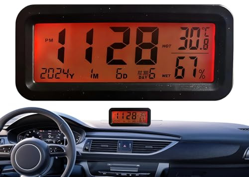 Auto Uhr | Leuchtender Feuchtigkeitsmonitor,Auto Armaturenbrett Temperatur Uhr,Für Automobil Kraftfahrzeug Limousine Pick-up Motorroller Lüftungsdüse Geländewagen Parken