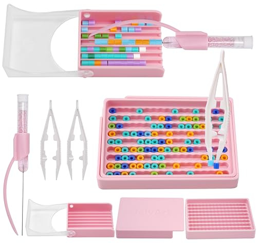 JelyArt 5mm Fuse Bead Tool Kit Efficient Melty Beads Sorting Kit with 2 Fuse Bead Pickup Trays, 2 Precision Tweezers & 1 Bead Needle Pen Tool for 5mm Fuse Beads Crafting