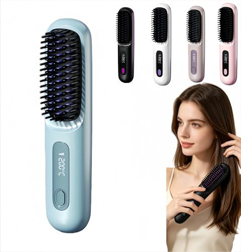 Cepillo Inalámbrico Pelo Suavelia para Cabello Corto,Sin Tirones ni Quemaduras,Ideal para Pixie, Bob y Flequillo (Azul)