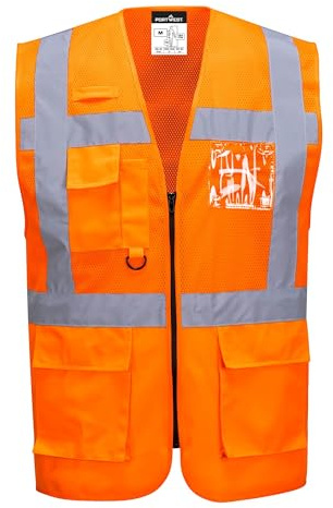 Portwest C496ORRM Madrid Executive Mesh Vest, Medium, Orange
